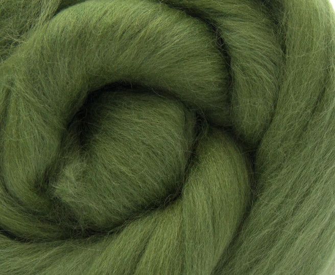 Dyed Merino Top - Olive / 18.5mic