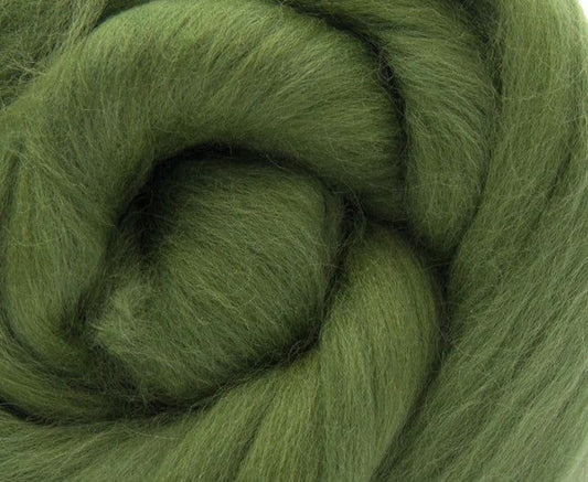 Dyed Merino Top - Olive / 18.5mic