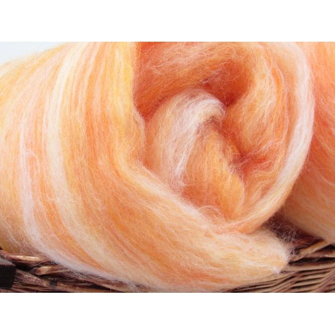 Orange Sherbert Spinning Batt Australian Merino and Tussah Silk Spinning Fiber