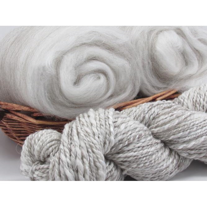 Vanilla Bean Spinning Batt Australian Merino Fine Grey Masham Bamboo Undyed Spinning Fiber